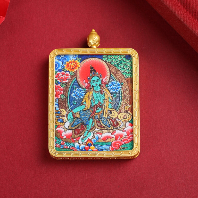 Green Tara Thangka Pendant Necklace