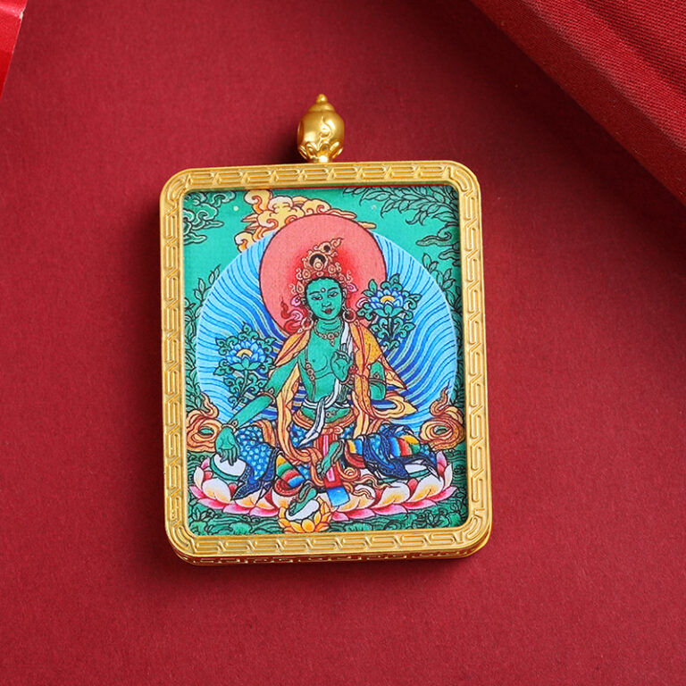 Green Tara Thangka Pendant Necklace